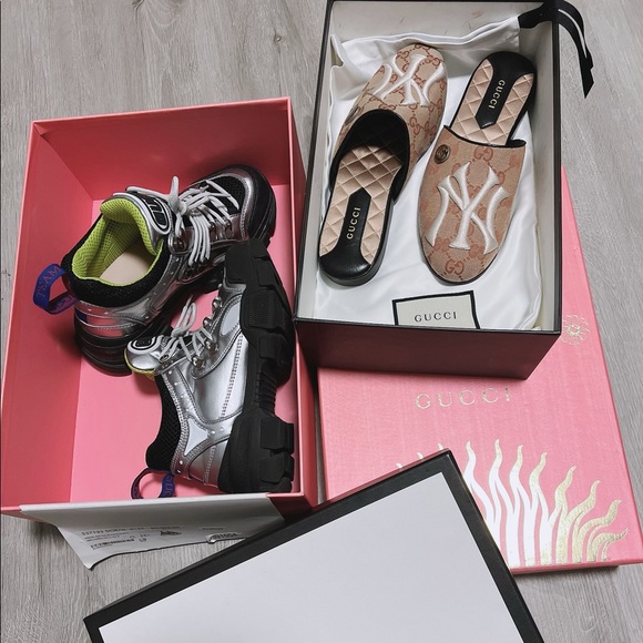 Authentic Gucci Beige GG Canvas NY Yankees Mules. - Picture 4 of 8